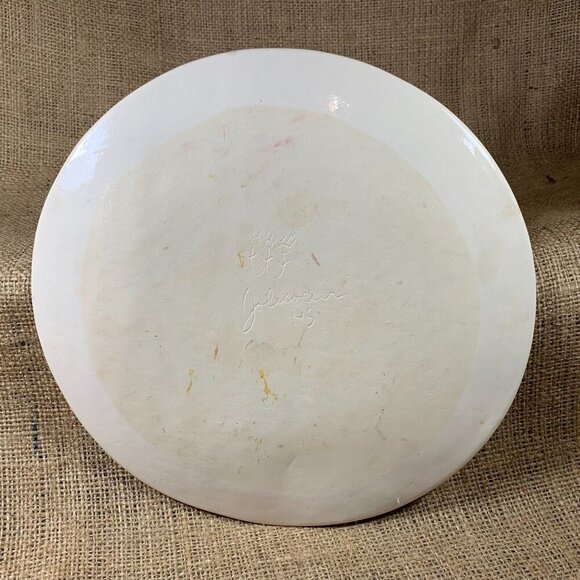 Studio Pottery Cat Plate 9" Whimsical Plate Nova Scotia Canada Signed Jolicoeur - Picture 4 of 5